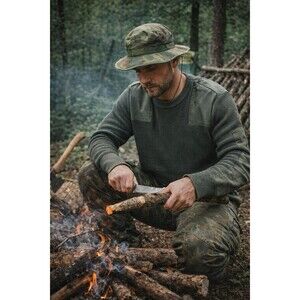 Halfen Men's Commando Vintage Sweater Green Elbow Patch Size 52 German Military